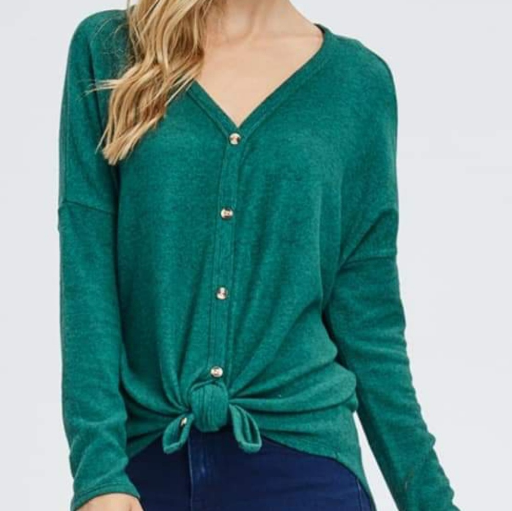 Hunter green. Button sweater
